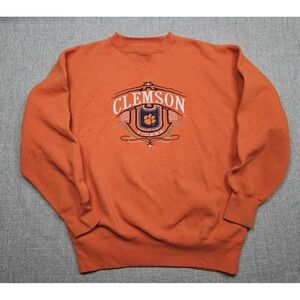 VTG Clemson Tigers Sweatshirt Mens Large Orange NCAA Football Midwest Embroidery